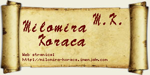 Milomira Koraca vizit kartica